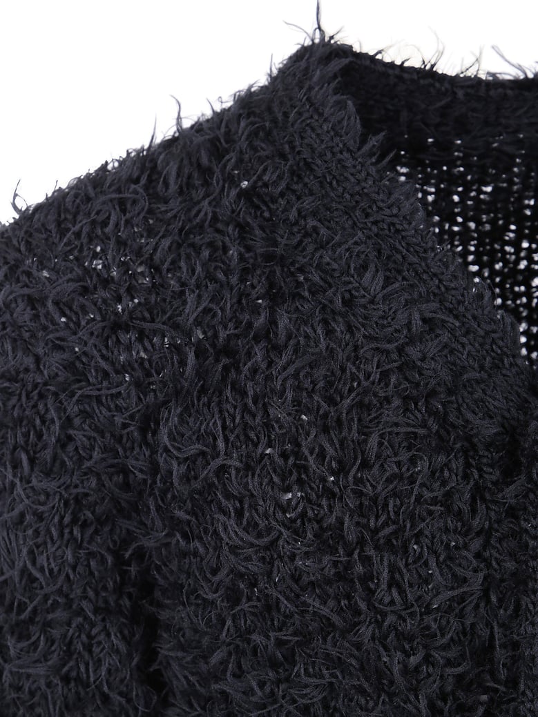 furry knit cardigan by Selfnex