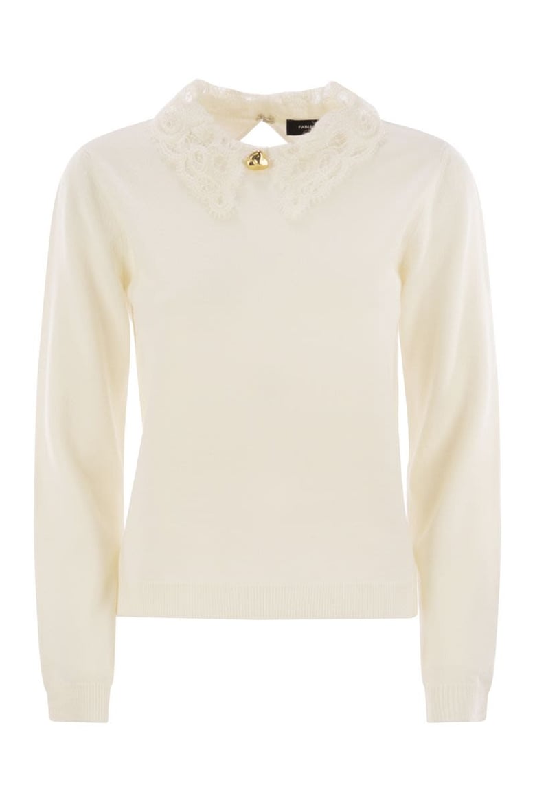 platinum jersey with macramé lace by Selfnex