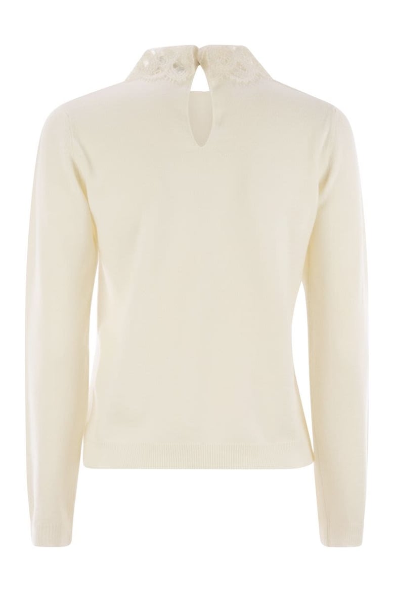 platinum jersey with macramé lace by Selfnex