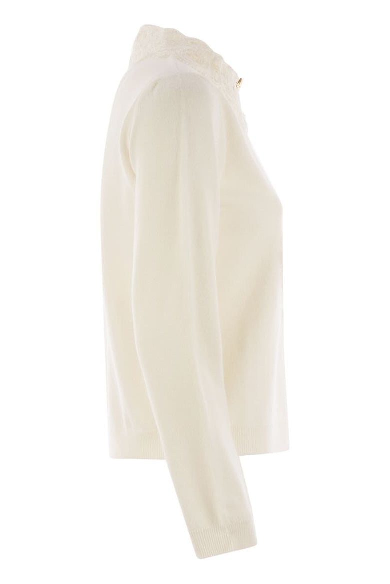platinum jersey with macramé lace by Selfnex