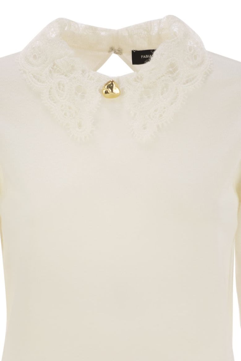 platinum jersey with macramé lace by Selfnex