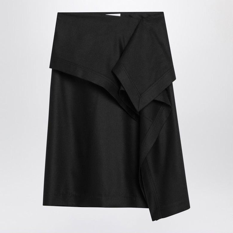 asymmetric black skirt with basque by Selfnex