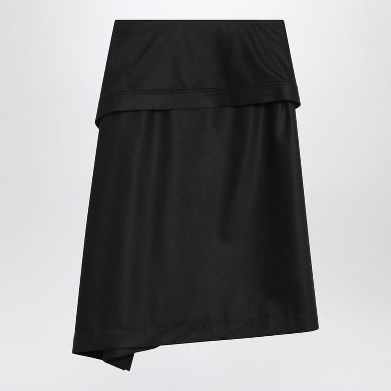 asymmetric black skirt with basque by Selfnex