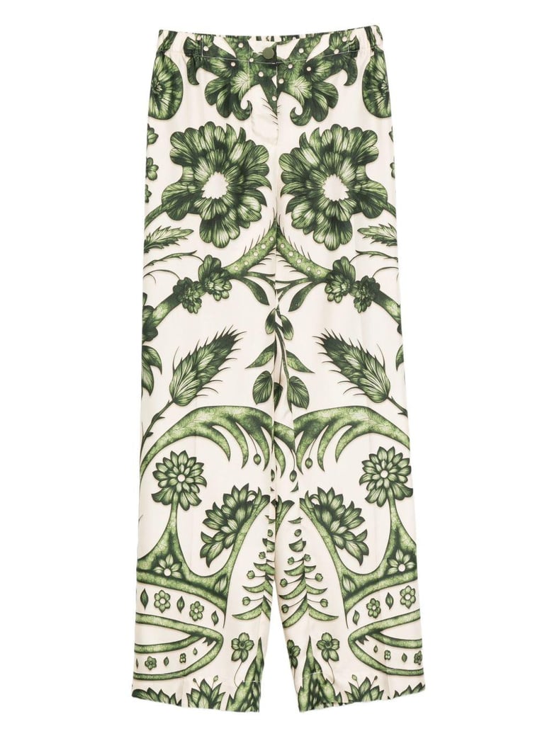 printed silk trousers by Selfnex