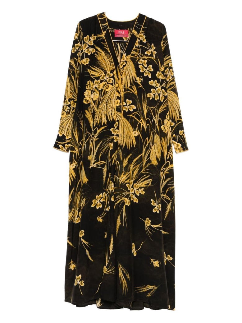 silk blend printed maxi dress by Selfnex