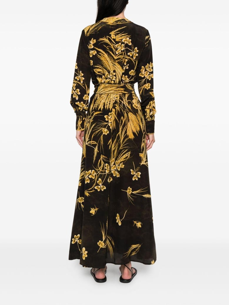 silk blend printed maxi dress by Selfnex