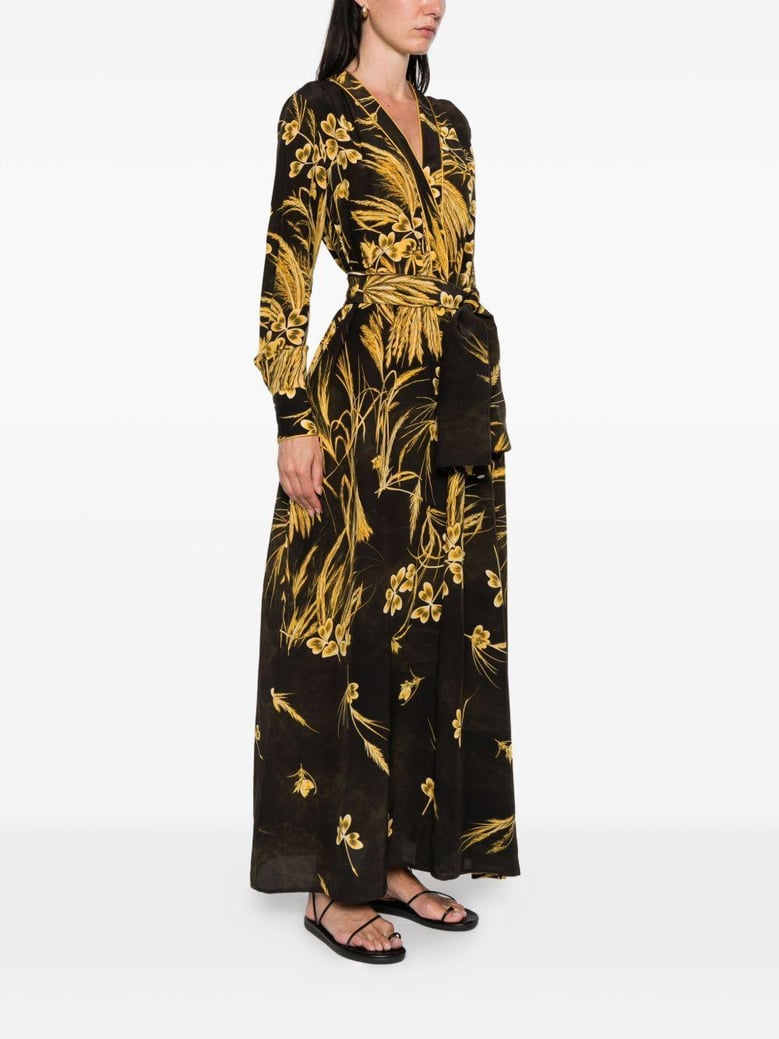 silk blend printed maxi dress by Selfnex