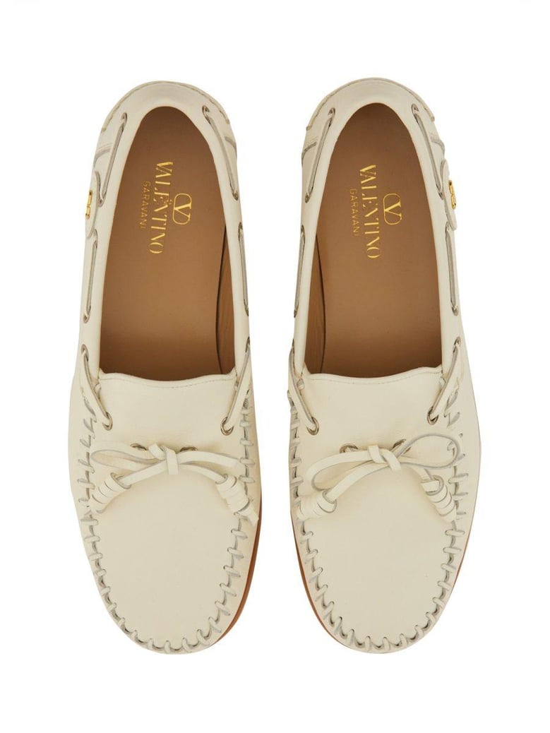 ivory leather loafers by Selfnex