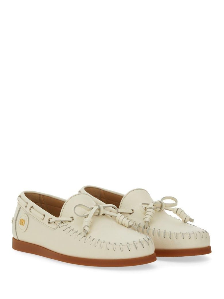 ivory leather loafers by Selfnex