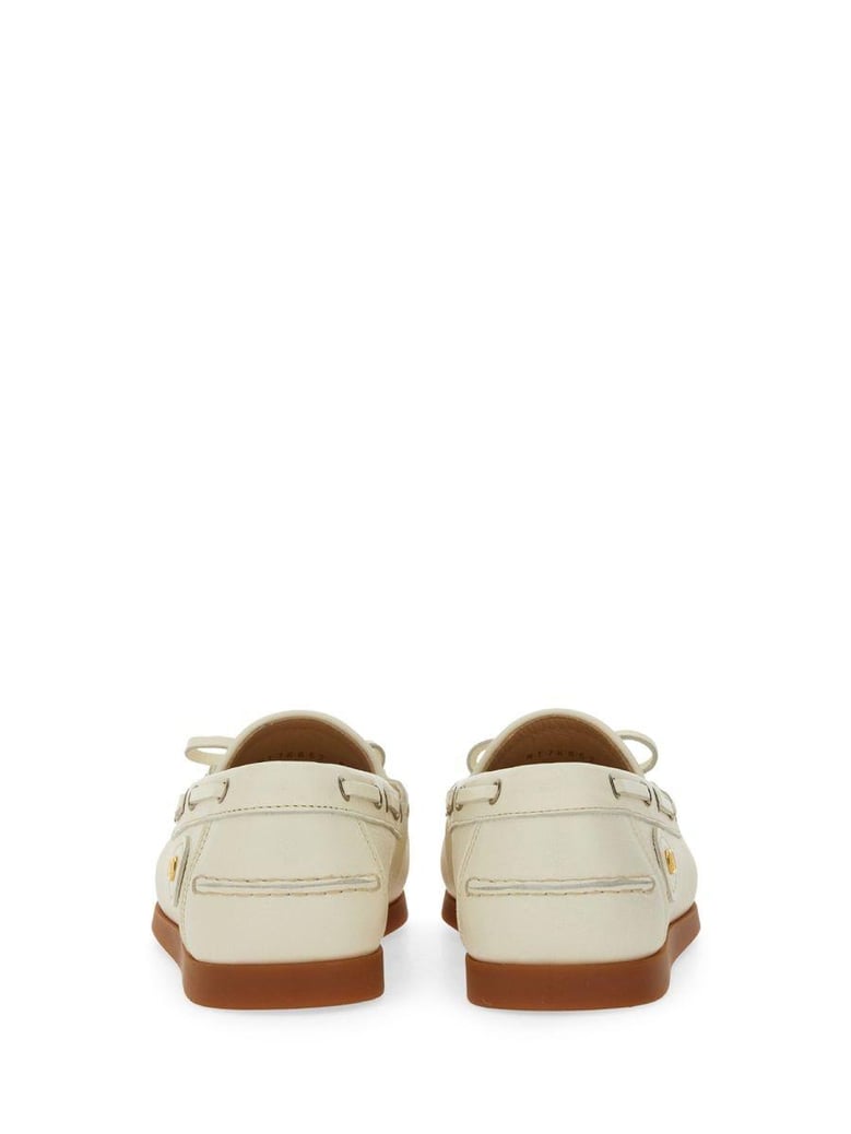 ivory leather loafers by Selfnex
