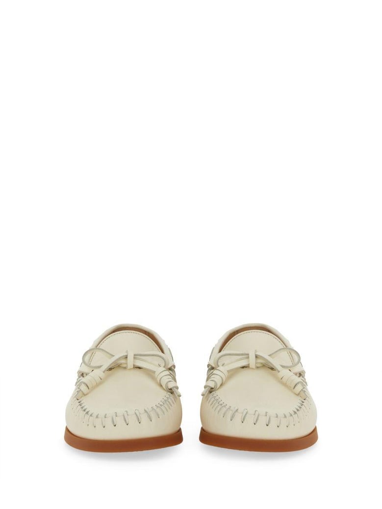 ivory leather loafers by Selfnex