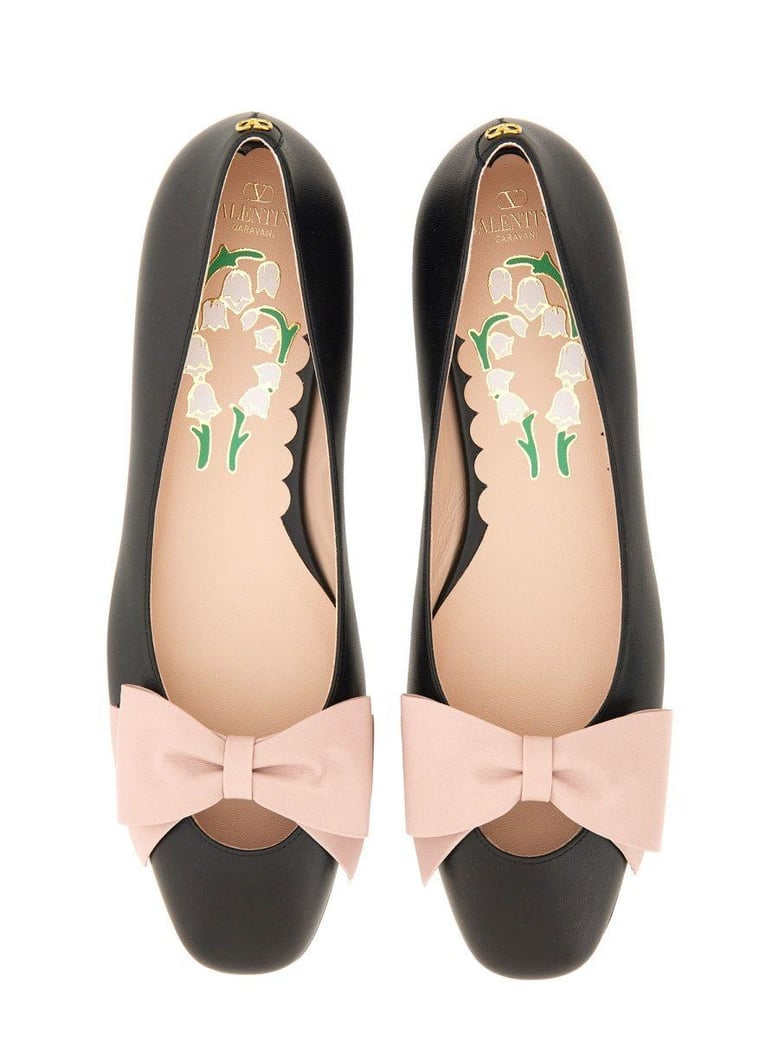 black leather flats by Selfnex