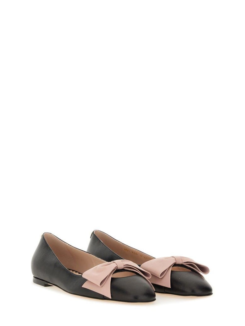 black leather flats by Selfnex
