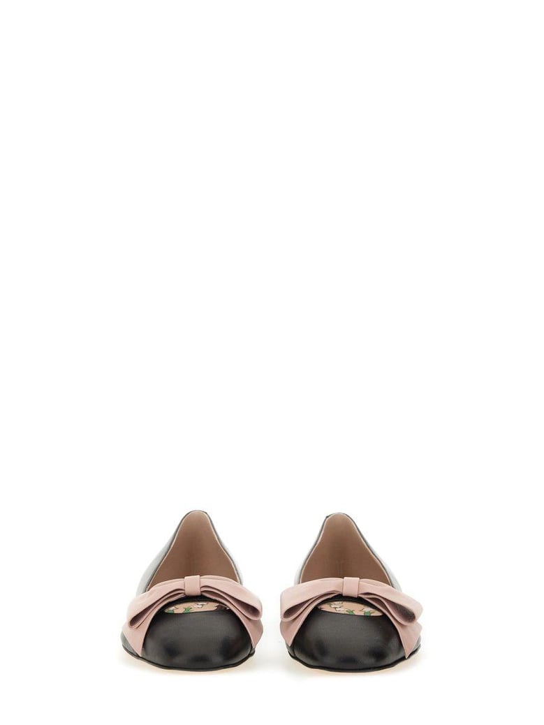 black leather flats by Selfnex