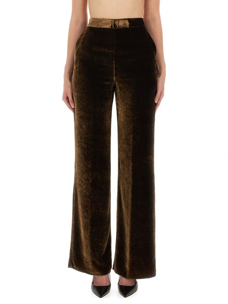 brown viscosa silk trousers by Selfnex