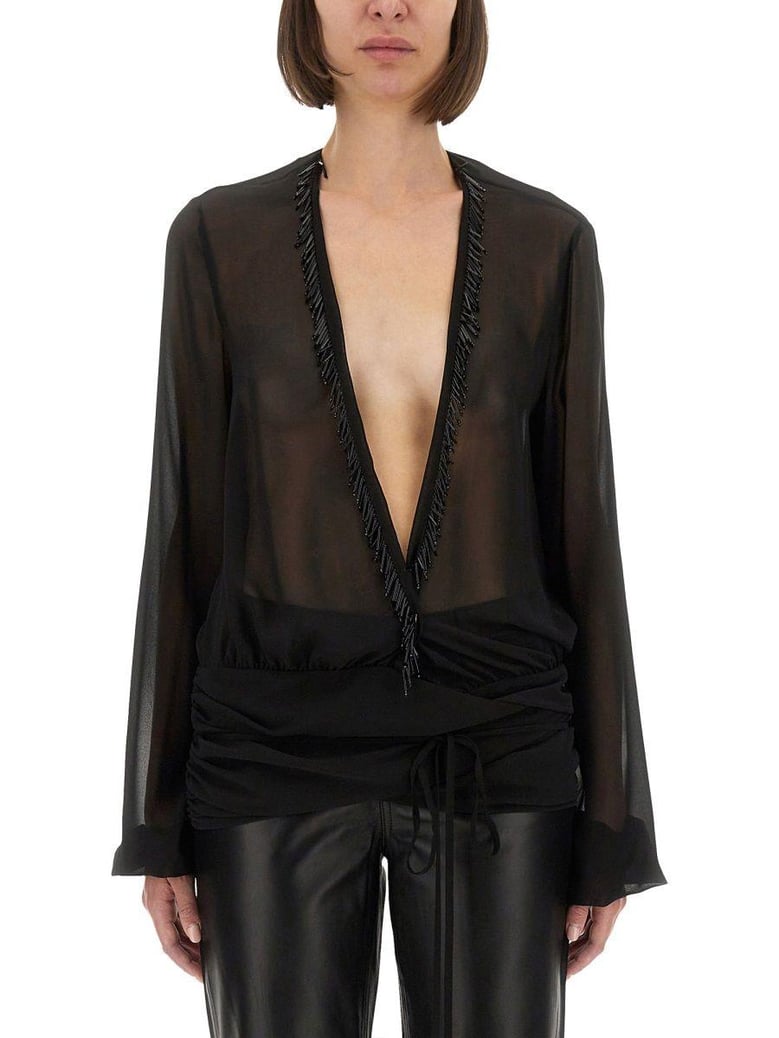 embroidered georgette blouse by Selfnex