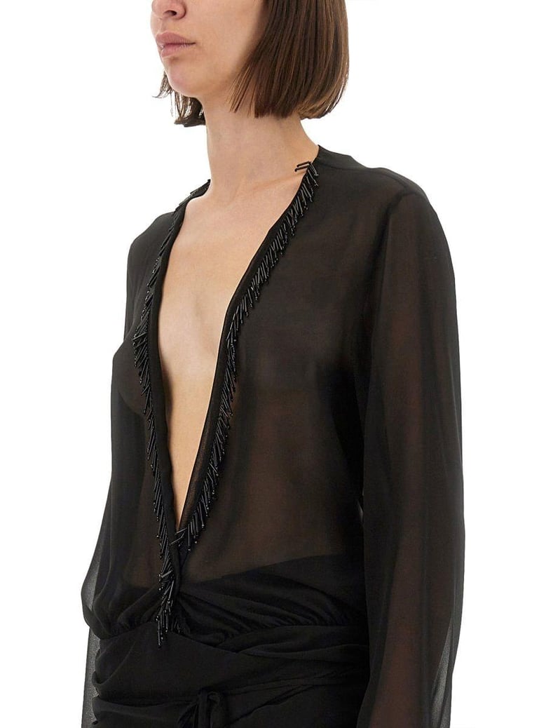 embroidered georgette blouse by Selfnex