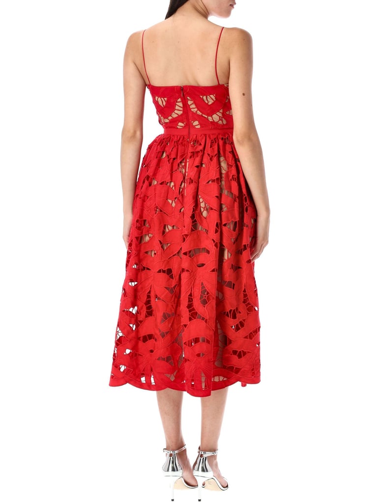 embroidered midi dress with bow by Selfnex