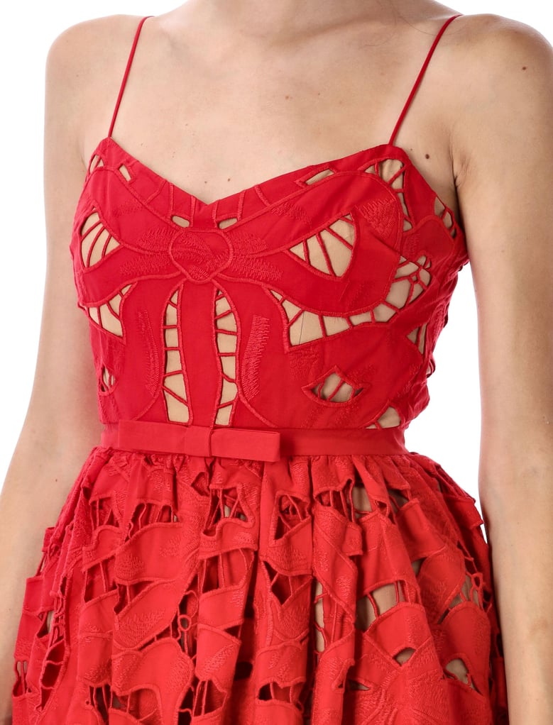 embroidered midi dress with bow by Selfnex