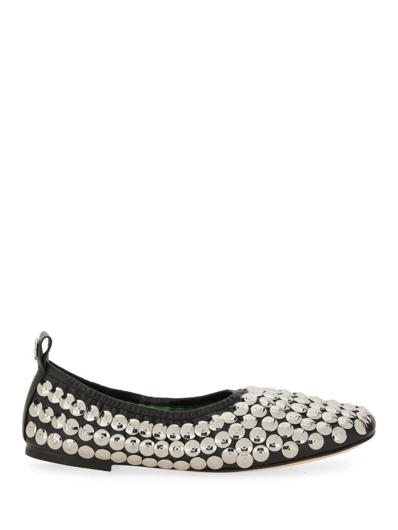 black bovine leather flats by Selfnex