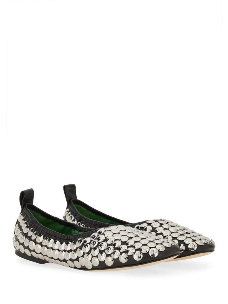 black bovine leather flats by Selfnex