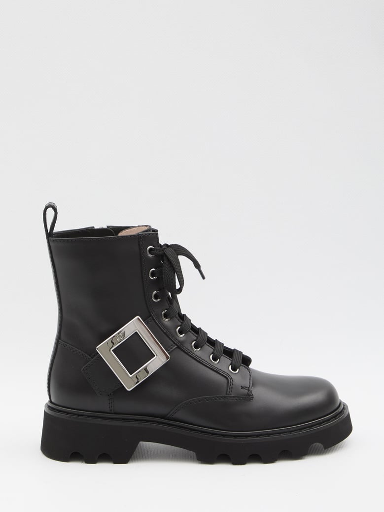 viv rangers truck black leather ankle boots by Selfnex