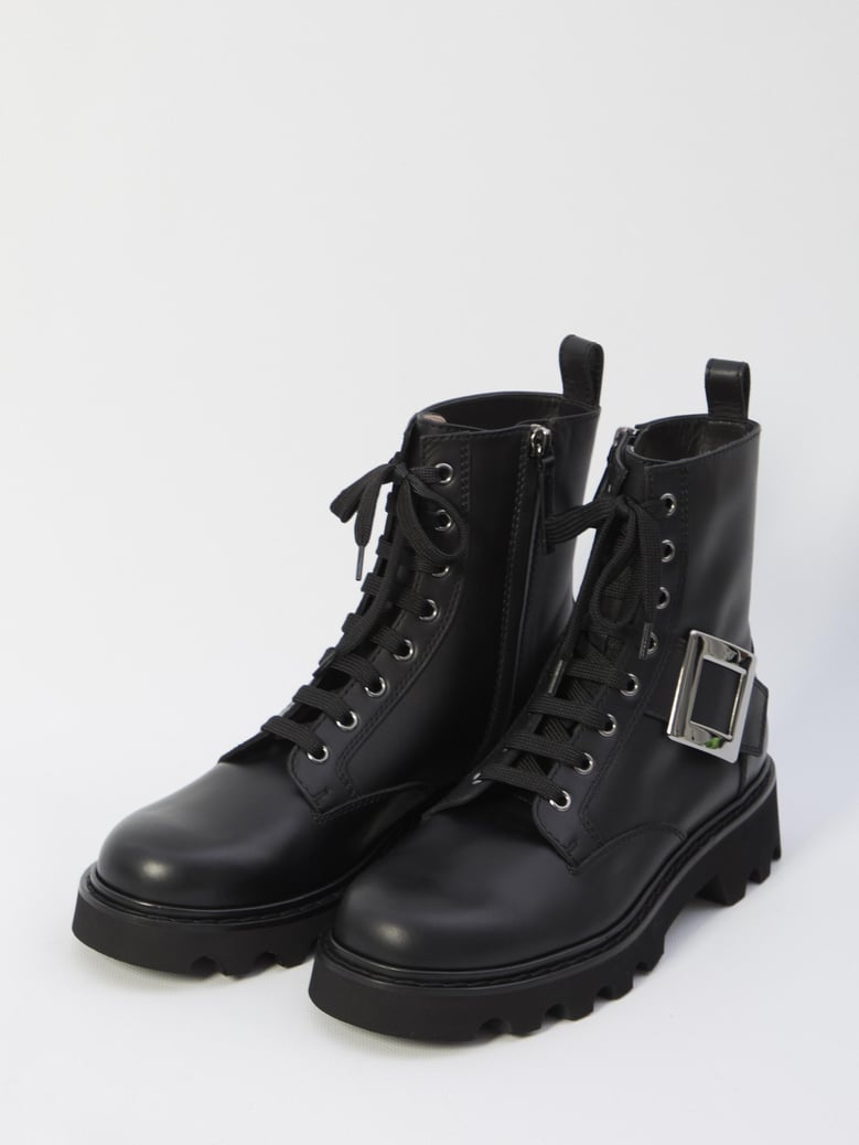 viv rangers truck black leather ankle boots by Selfnex
