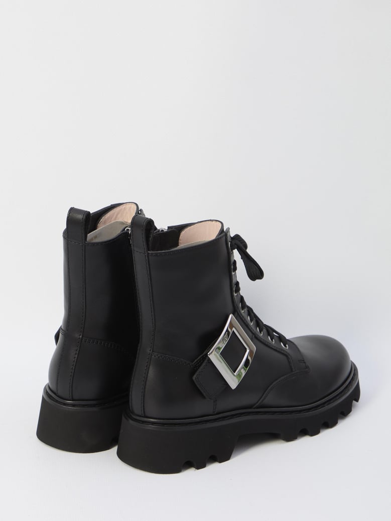 viv rangers truck black leather ankle boots by Selfnex