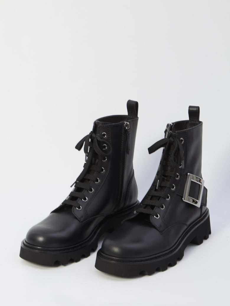 viv rangers truck black leather ankle boots by Selfnex