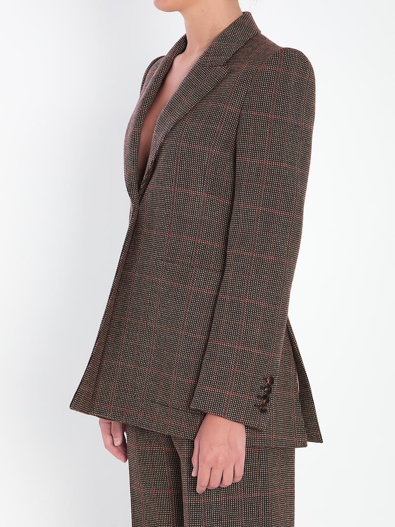 single-breasted checked brown wool jacket by Selfnex