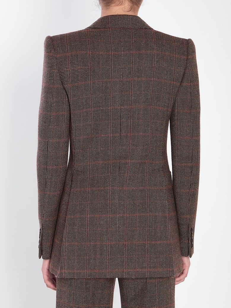 single-breasted checked brown wool jacket by Selfnex