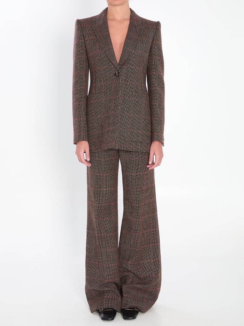 single-breasted checked brown wool jacket by Selfnex