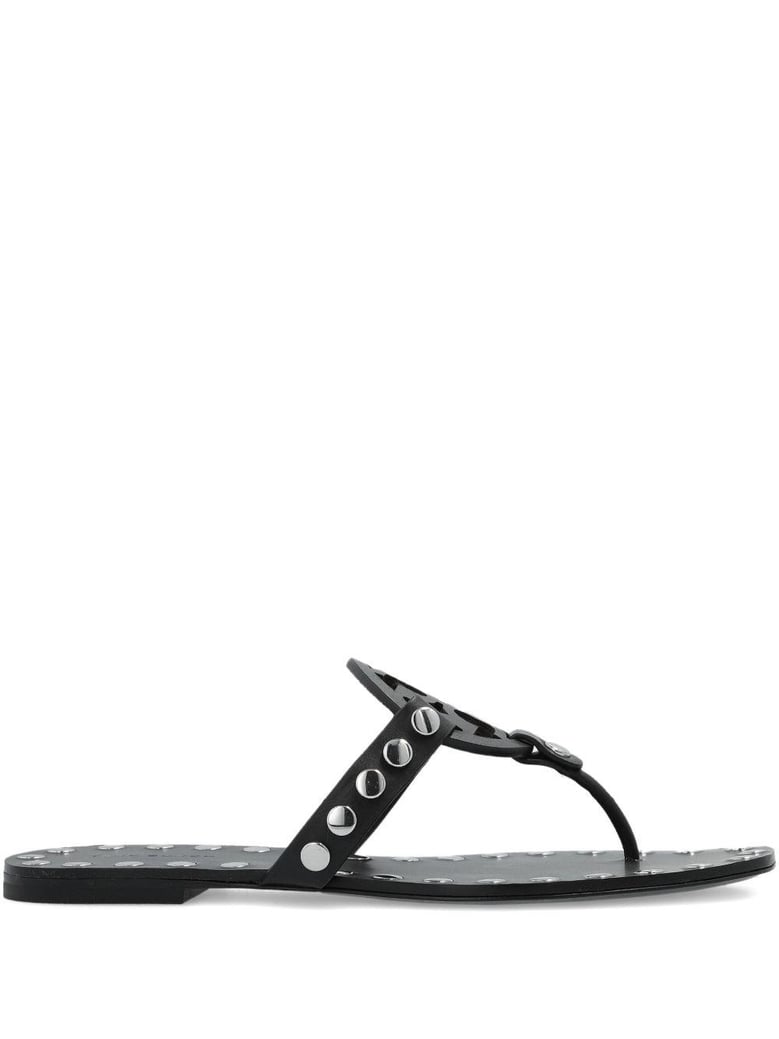 studded miller leather flat sandals by Selfnex