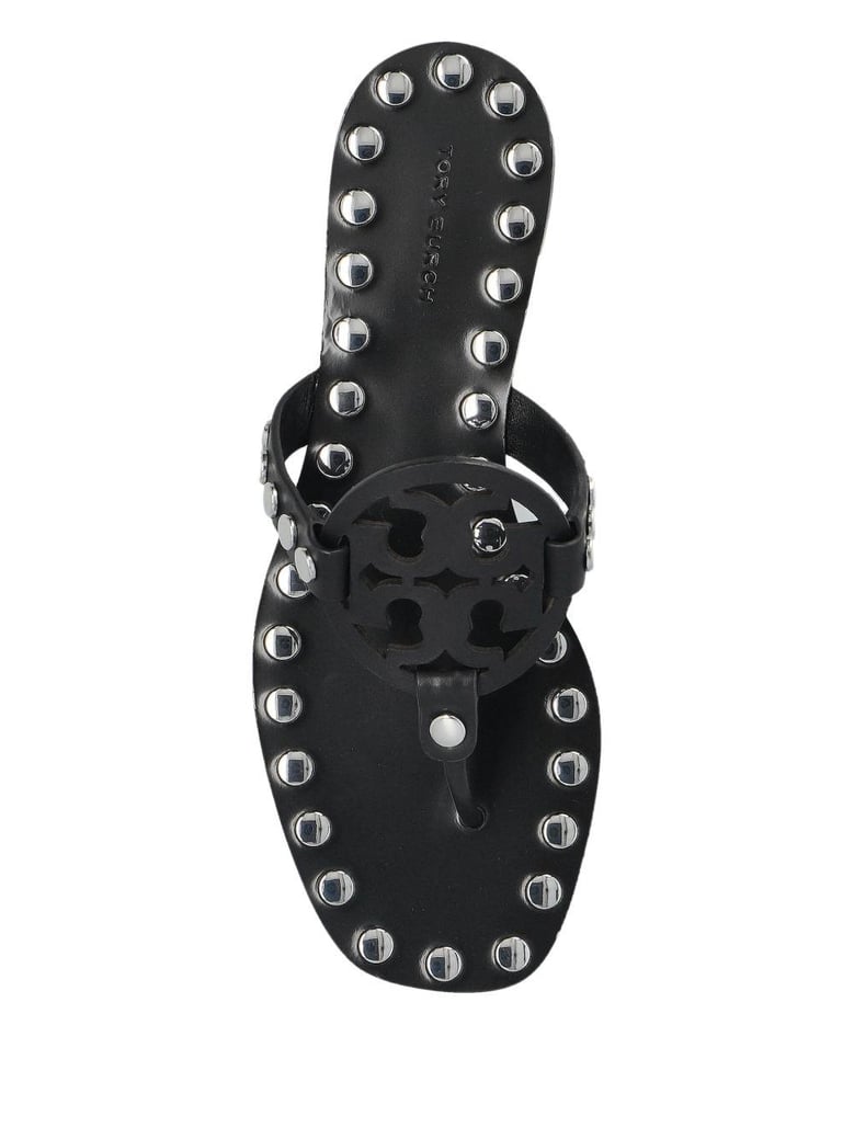 studded miller leather flat sandals by Selfnex