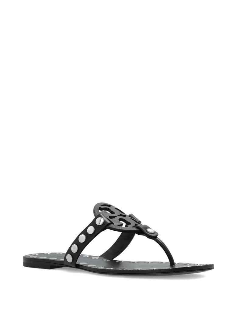 studded miller leather flat sandals by Selfnex