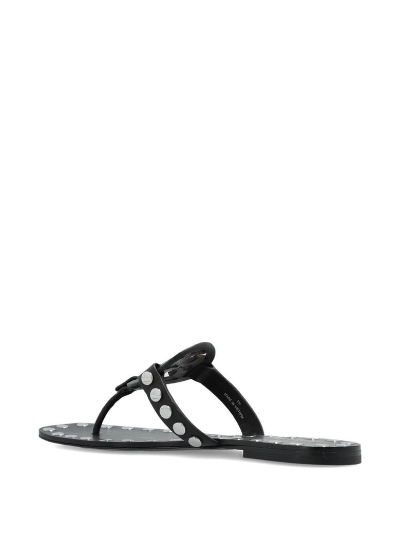studded miller leather flat sandals by Selfnex