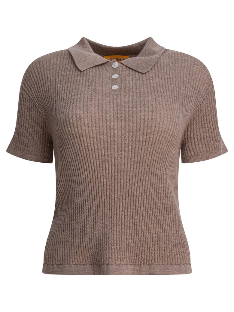 brown cashmere polo shirt by Selfnex
