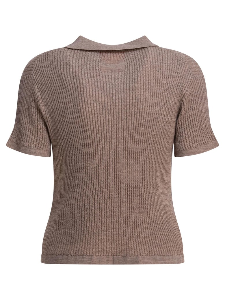 brown cashmere polo shirt by Selfnex