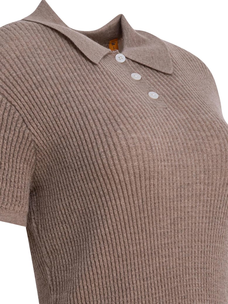 brown cashmere polo shirt by Selfnex