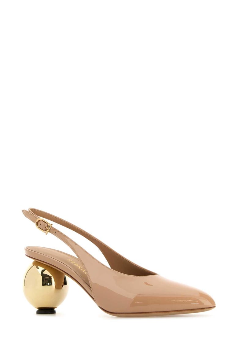 skin pink leather tessie 70 pumps by Selfnex