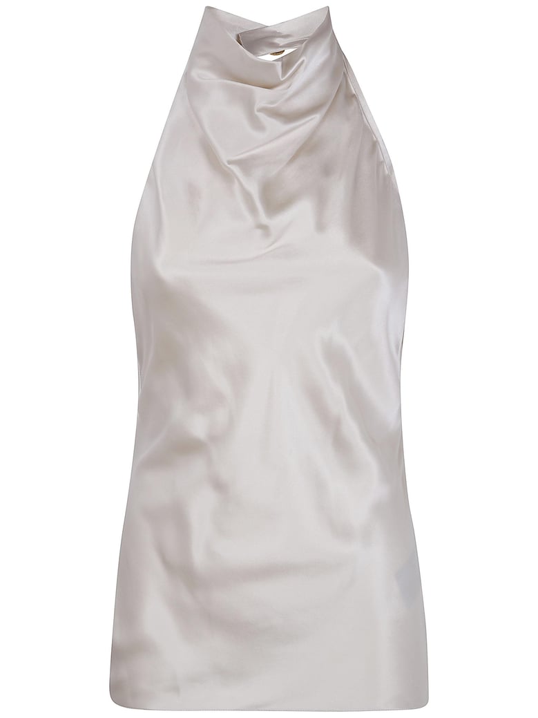 halterneck crepe satin top by Selfnex