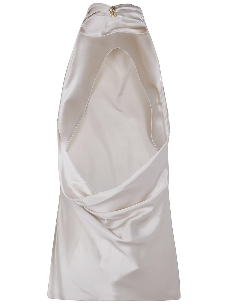 halterneck crepe satin top by Selfnex