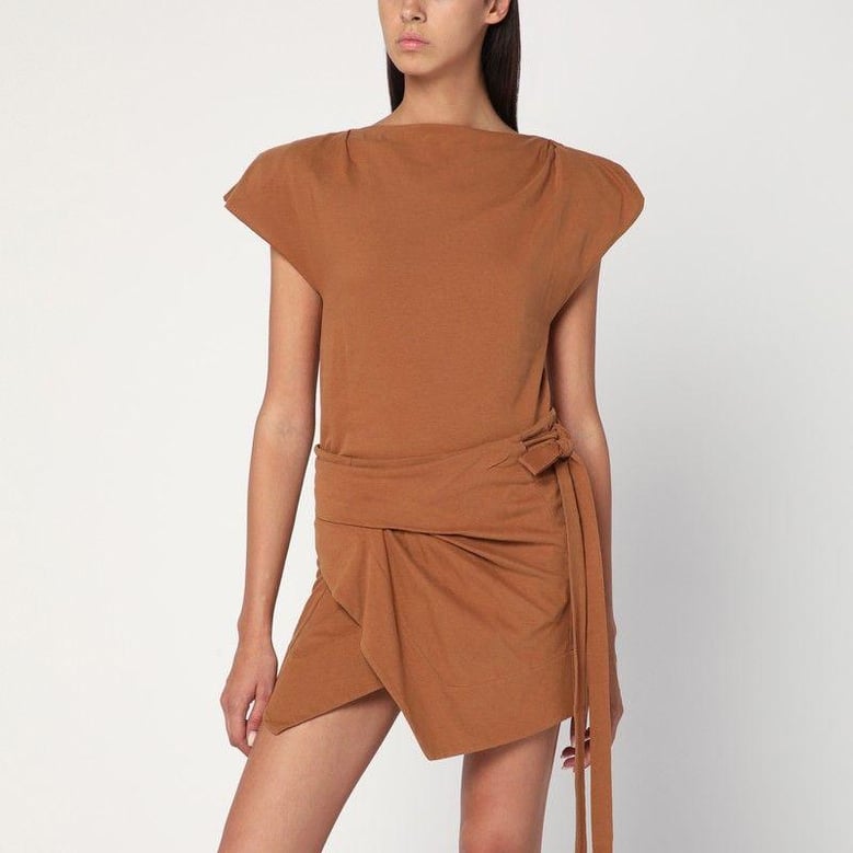 asymmetrical sebani t-shirt in caramel colour by Selfnex