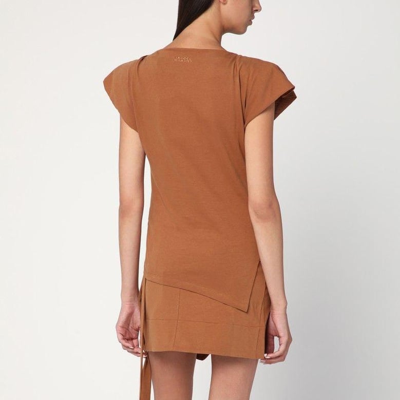 asymmetrical sebani t-shirt in caramel colour by Selfnex