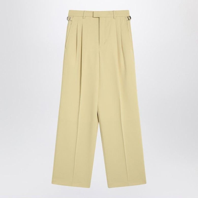 wide lime-coloured wool trousers by Selfnex