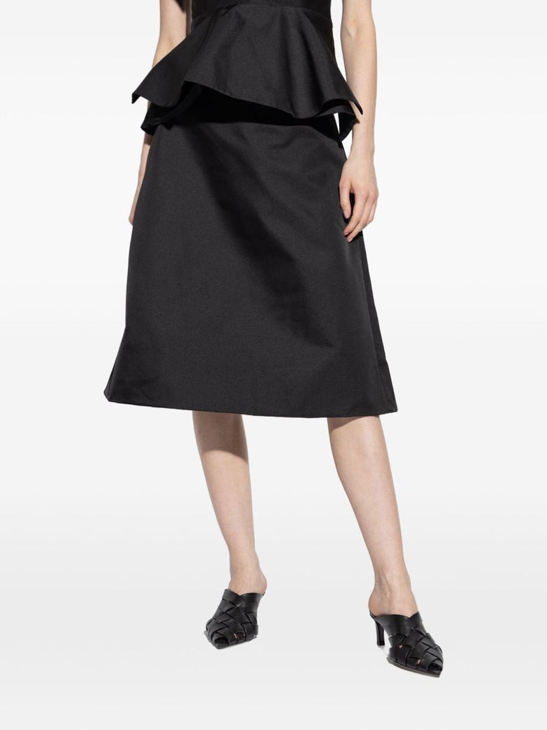 flared black skirt in silk blend by Selfnex
