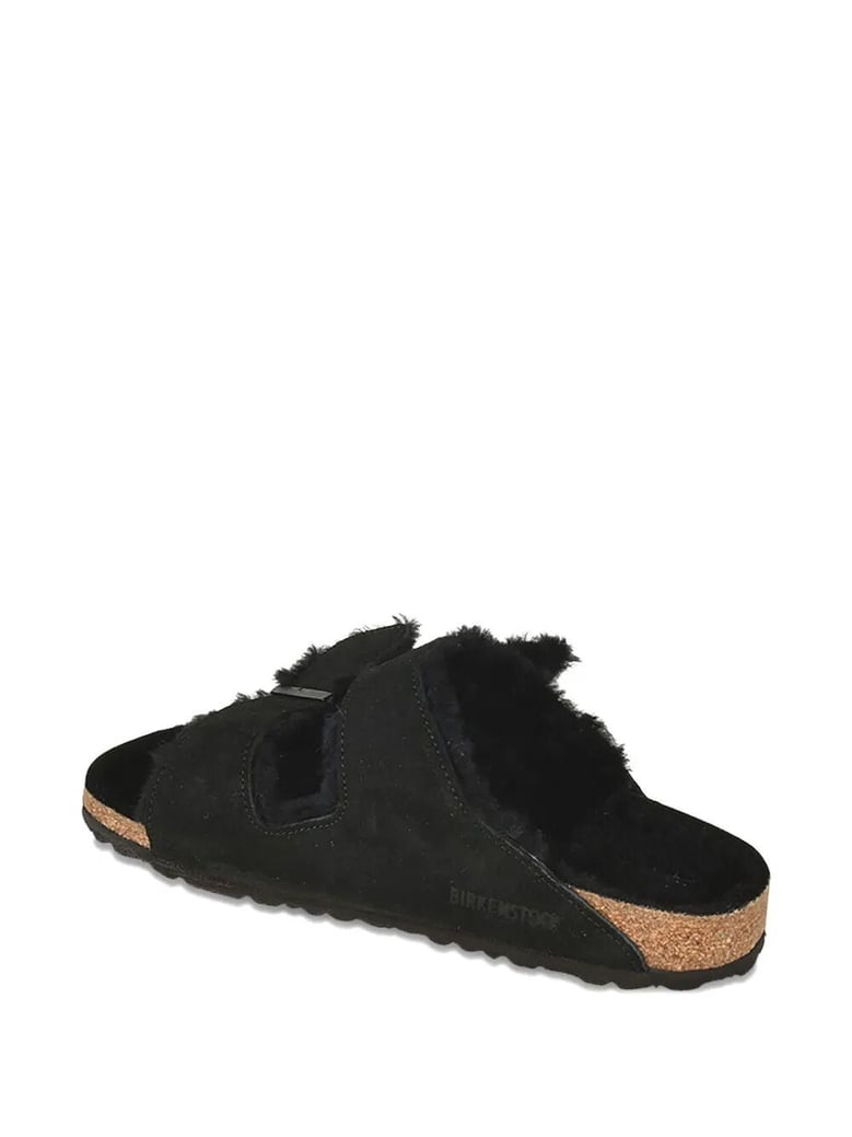 arizona shearling and suede sandals by Selfnex