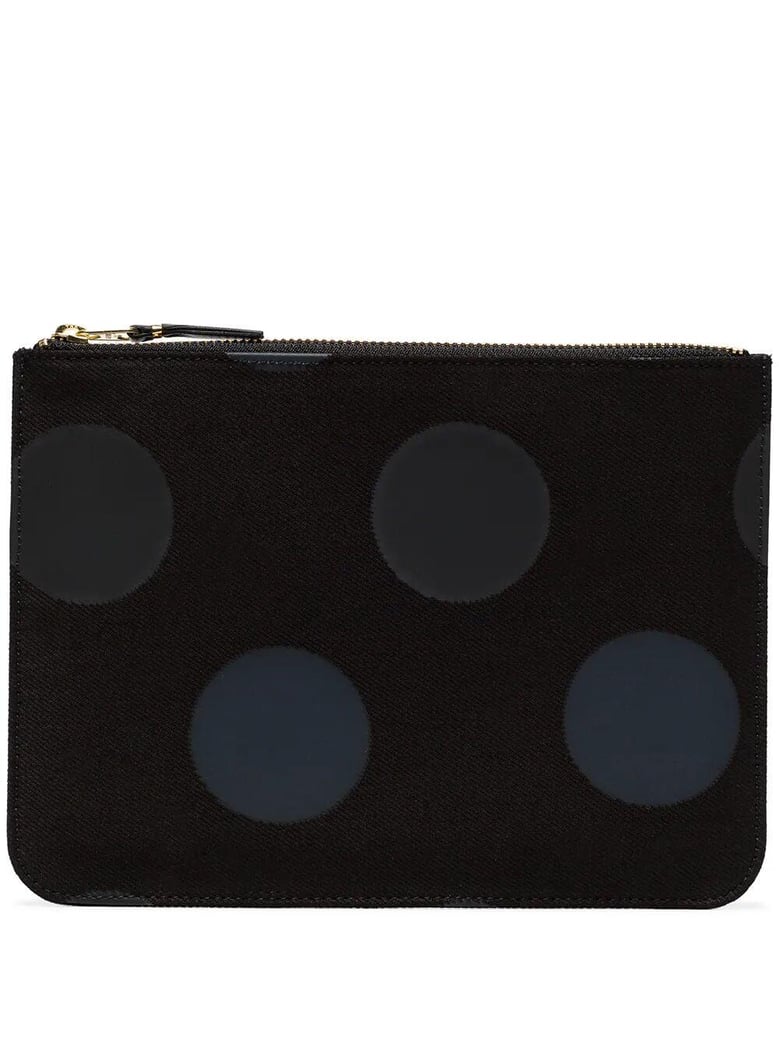 polka dot canvas pouch with zip by Selfnex