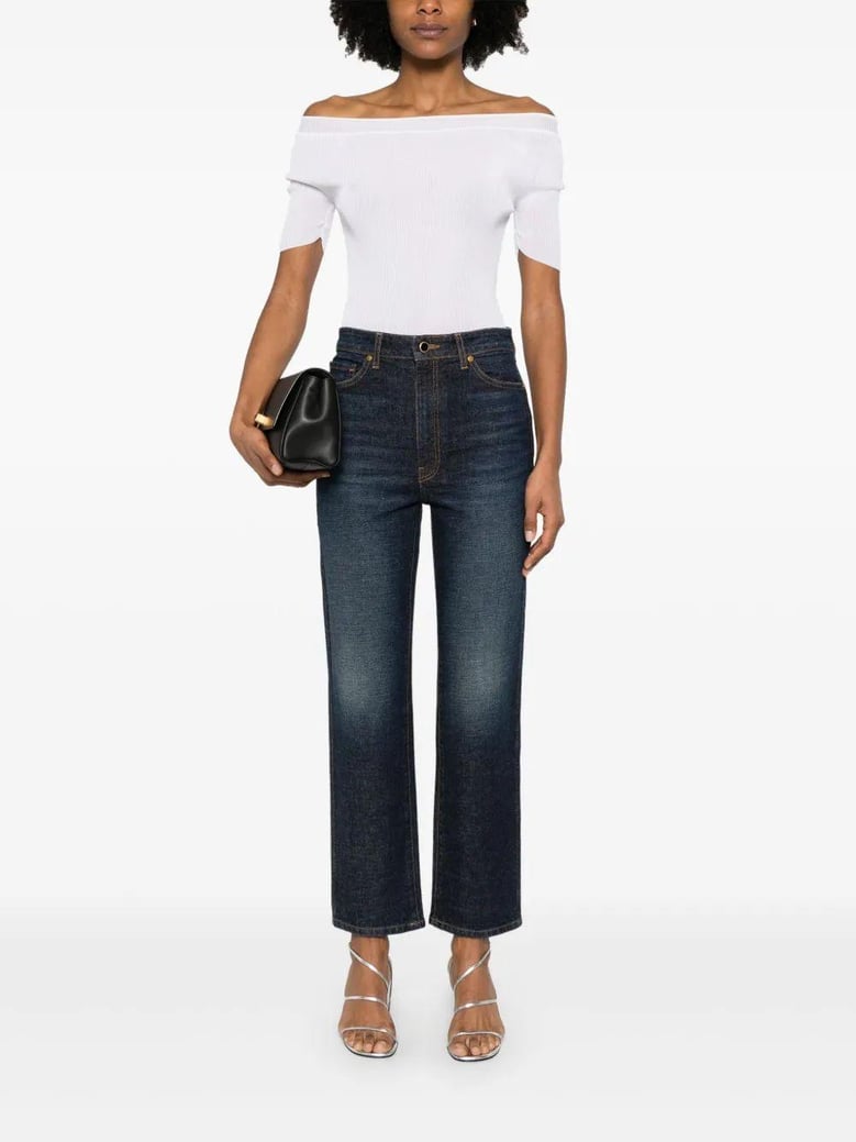 white boat neck top by Selfnex