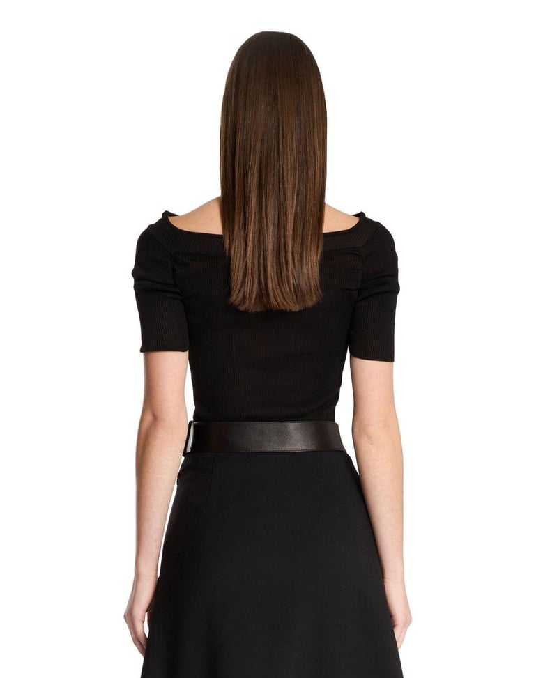 black boat neck top by Selfnex